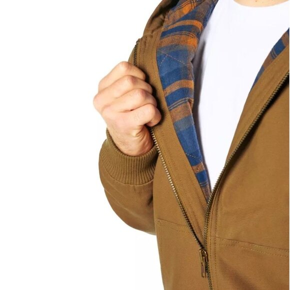 Woolrich M Men Coat Canvas Hooded Jacket Plaid Kangaroo Pocket Winter Hoodie - Picture 4 of 13